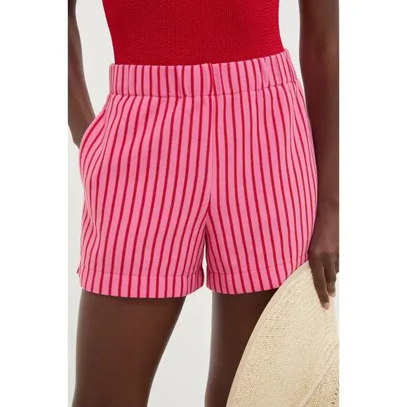 TUCKERNUCK Pink and Red Stripe Pique Wyatt Shorts Size XL NWT